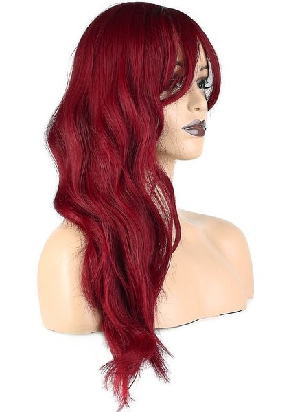 Dalgalı Perçemli Fiber Sentetik Orta Boy Peruk / Kızıl modelleri