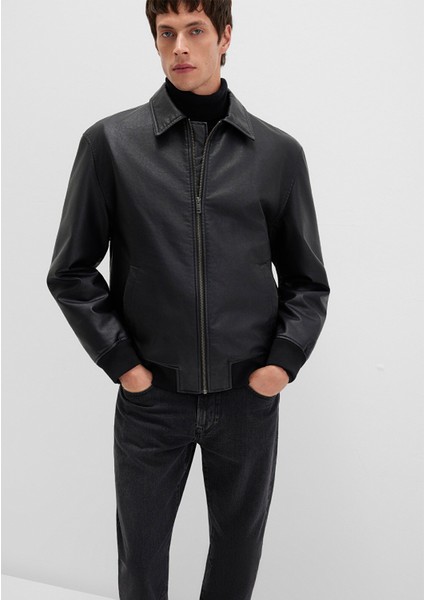 Siyah Suni Deri Ceket 0110636-71379