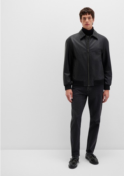 Siyah Suni Deri Ceket 0110636-71379 fiyatları