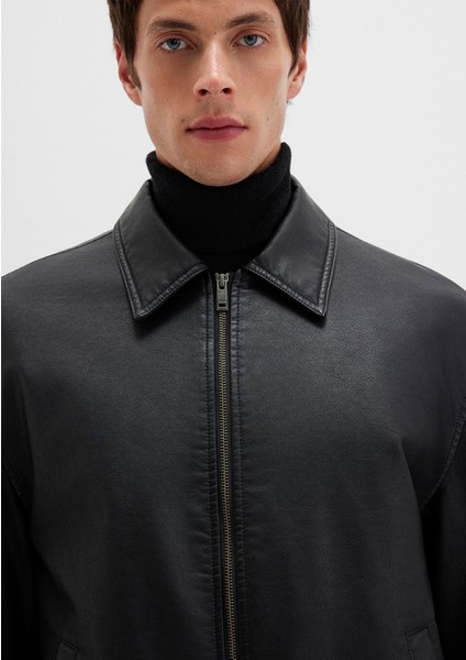 Siyah Suni Deri Ceket 0110636-71379