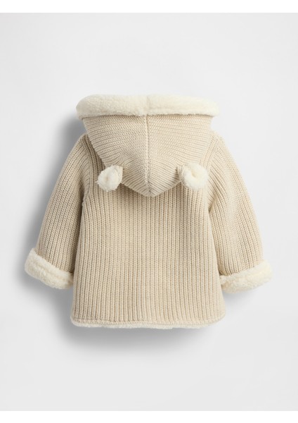 Bebek Beyaz Sherpa Astarlı Yün Ceket modelleri