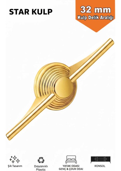 Lüks Star Kulp (32MM)8 Adet Mobilya,yatak Odası, Televizyon Ünitesi,çocuk ve Genç Odası, Dolap Kulpu fiyatları