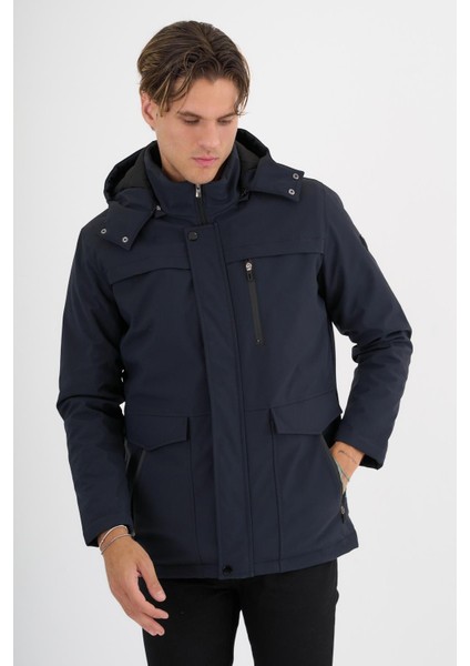Erkek Lacivert %100 Su ve Rüzgar Geçirmez Kürklü Çıkartılabilir Kapüşonlu Mont&kaban fiyatları