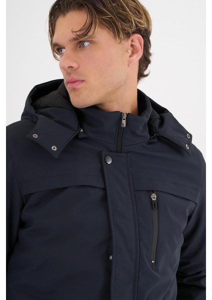 Erkek Lacivert %100 Su ve Rüzgar Geçirmez Kürklü Çıkartılabilir Kapüşonlu Mont&kaban modelleri