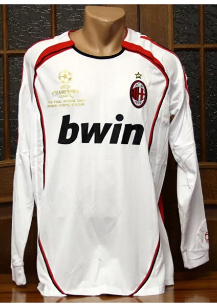 Milan'ın 2006-07 #10 Seedorf Jersey Uzun Kollu Beyaz Futbol Forması modelleri
