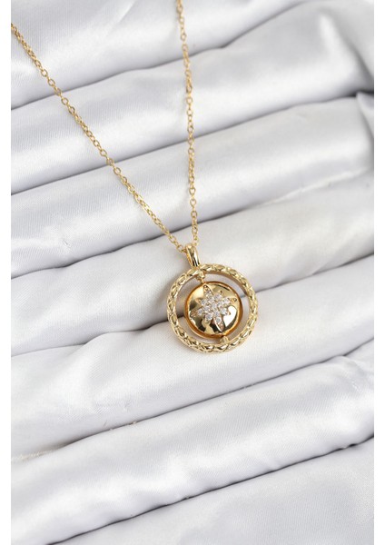 316L Çelik Zincir Gold Renk Kutup Yıldızı Model Kadın Kolye