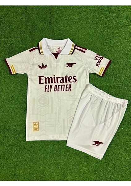 Arsenal 2025/26 Yeni Sezon Declan Rice //41 Deplasman Çocuk Forması (Beyaz) 4 Lü Set 4 Lü Set fiyatları