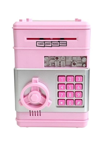 Şifreli Otomatik Kağıt Para Alan Atm Pembe Kumbara