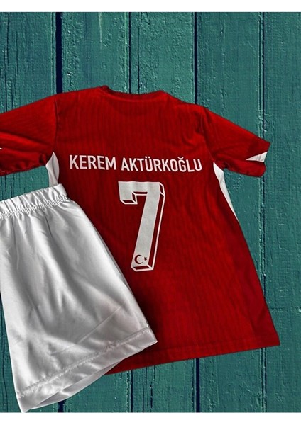 Türkiye Euro 2024 Kerem Aktürkoğlu 7 Kırmızı Iç Saha Çocuk Forması 3 Lü Set