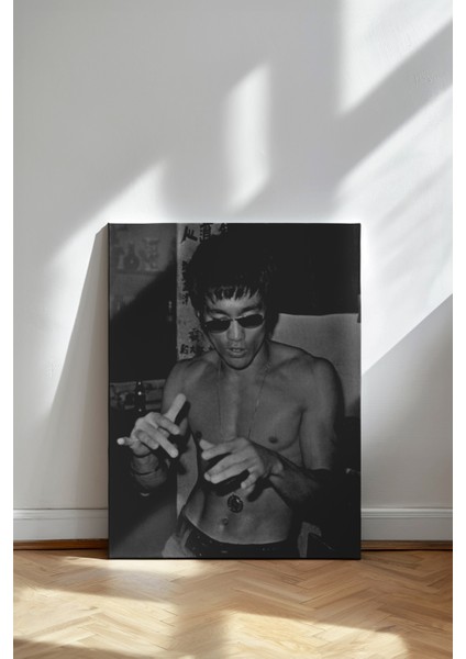 Bruce Lee Portre - Kanvas Tablo - Dövüş Sporları Aksiyon Siyah Beyaz Duvar Dekoru fiyatları