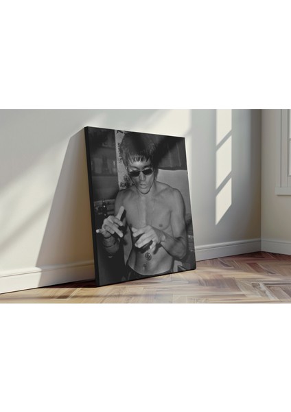 Bruce Lee Portre - Kanvas Tablo - Dövüş Sporları Aksiyon Siyah Beyaz Duvar Dekoru fırsatları