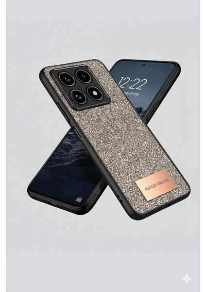 Xiaomi Mi 14T&14T Pro Uyumlu Kılıf Parlak Taş ve Sim Işlemeli Kamera Çıkıntılı Sert Silikon Kapak