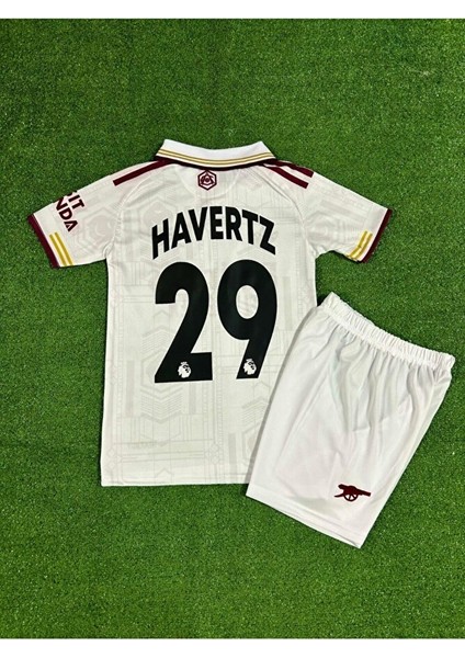 Arsenal 2025/26 Yeni Sezon Kai Havertz //29 Deplasman Çocuk Forması (Beyaz) 4 Lü Set 4 Lü Set