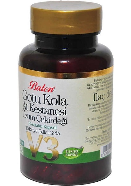 Gotu Kola At Kestanesi Üzüm Çekirdeği Ekstratı V3 60 Kapsül modelleri