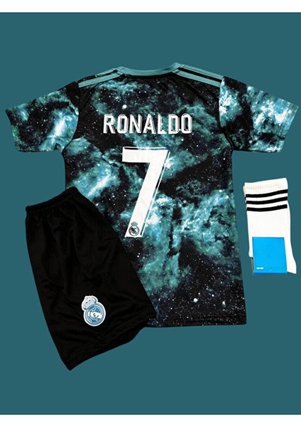'real'madrid' Cristiano Ronaldo Cr7 Galaxy Özel Tasarım Çocuk Futbol Forması 3'lü Takım modelleri