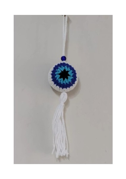 Nazar Boncuğu Desenli Püsküllü Beyaz Araba Süsü modelleri