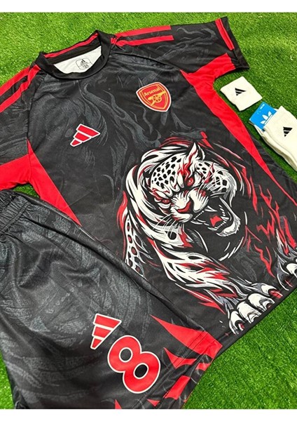 Arsenal 2026 Martin Odegaard Alevli Panter Desenli Yeni Sezon Çocuk Forması 4’lü Set modelleri