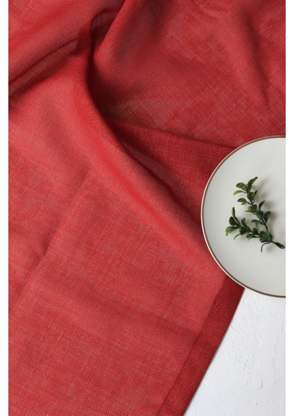 Simli Keten Masa Örtüsü, Kırmızı, Dertsiz 100X100