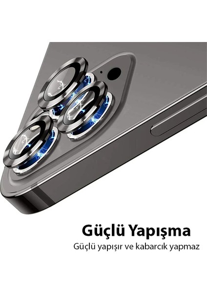 Ally Iphone 13 Pro -13 Pro Max 3D Metal Çerçeveli Kamera Lens KORUYUCU-(5775) - A047H316-M81047 modelleri