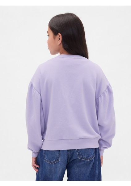 Kız Çocuk Mor Relaxed Flippy-Sequin Grafikli Sweatshirt fırsatları