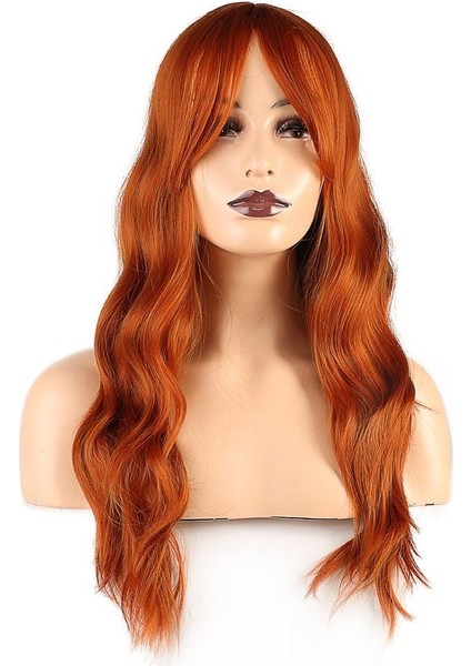 Dalgalı Perçemli Fiber Sentetik Orta Boy Peruk / Bakır fiyatları