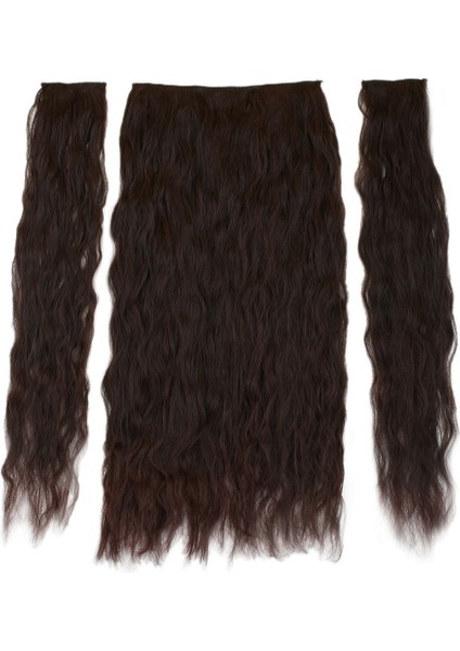 Fiber Sentetik Kabarık Dalgalı Yarım Ay + 2 Yan Çıt Çıt / Koyu Kahve fiyatları