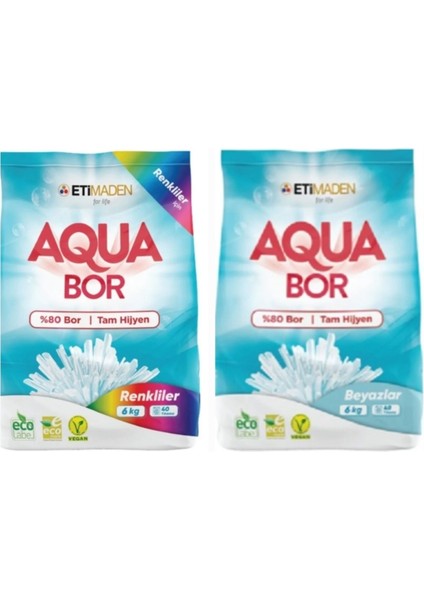 Aquabor Renkli ve Beyazlar Için 6*2 12 kg 80 Yıkama.