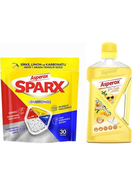 Sparx Diamond Kapsül 30'lu Bulaşık Deterjanı ve Gün Işığı Yüzey Temizleyici