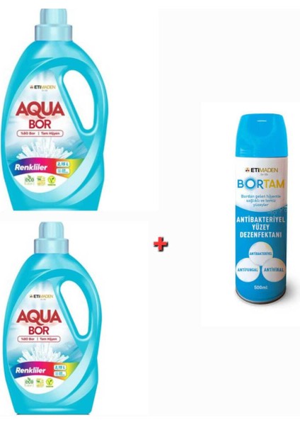 Doğal Mineralli Renkliler Için Sıvı Çamaşır Deterjanı Sıvı 2*2.15L 66 Yıkama+ Dezenfektan.