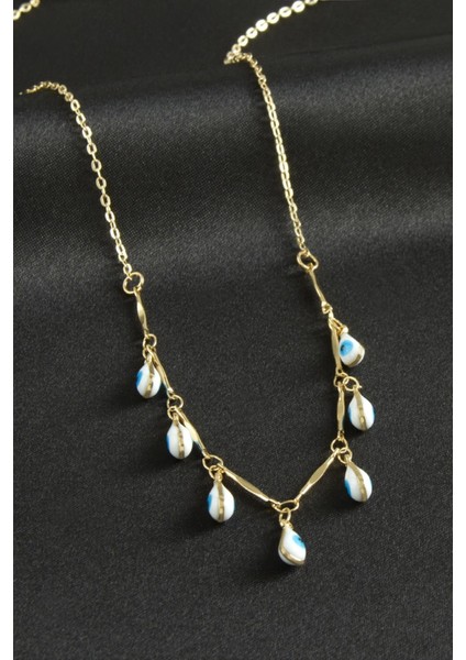 Techmrt Damla Nazarlı Mineli Kolye-Beyaz