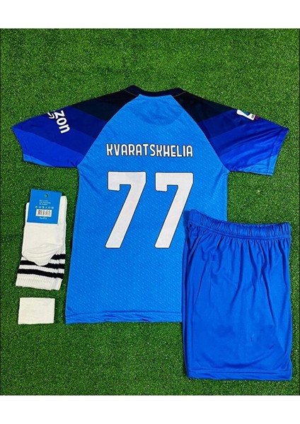 Napoli 2023/24 Yeni Sezon Kvaratshelia Iç Saha Çocuk Forması 4'lü Set