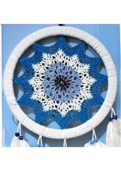 Petrol Mavisi Nazar Motifli Kuş Tüylü Duvar Süsü fiyatları