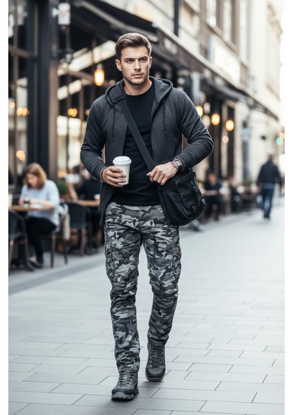 Kışlık Regular Kamuflaj - Likralı, Düz Paça, Antrasit