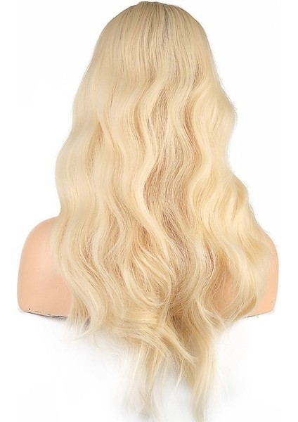 Dalgalı Perçemli Fiber Sentetik Orta Boy Peruk / Platin indirimleri