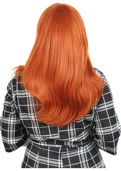 Düz Perçemli Orta Boy Fiber Sentetik Peruk / Bakır fırsatları