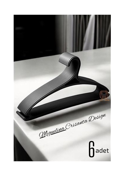 Tasarım Askı Seti 6 Adet Elbise Askısı M.crisanta Siyah