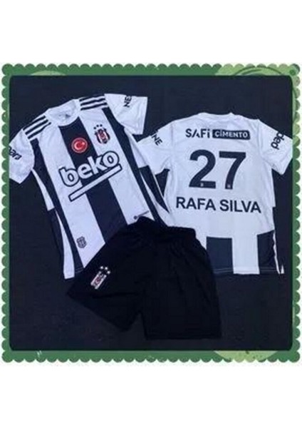 B.e.ş.i.k.t.a.ş 2024/25 Ræfa Silvæ Iç Saha Çubuklu Çocuk Forması Forma Şort Çorap 3 Lü Set