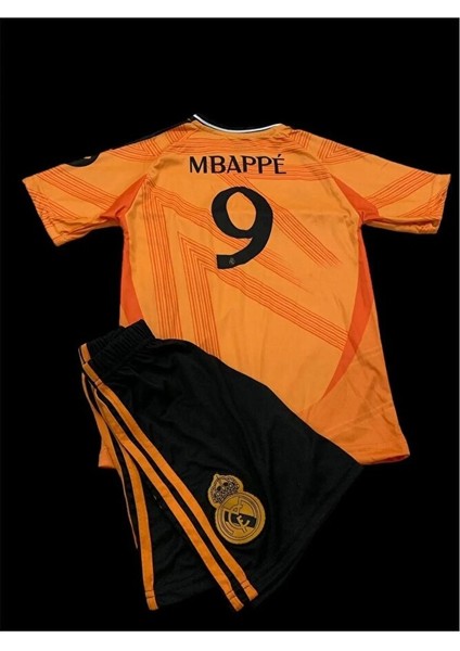 2024/25 Yeni Sezon Realmadrid Mbappe 9 Özel Tasarım Çocuk Turuncu Futbol Forması 3'lü Takım modelleri