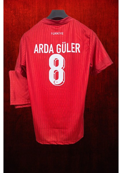 Türkiye Milli Takım Özel Tasarım A:r:d:a Güler Çocuk Kırmızı Forması (Forma Şort Çorap)