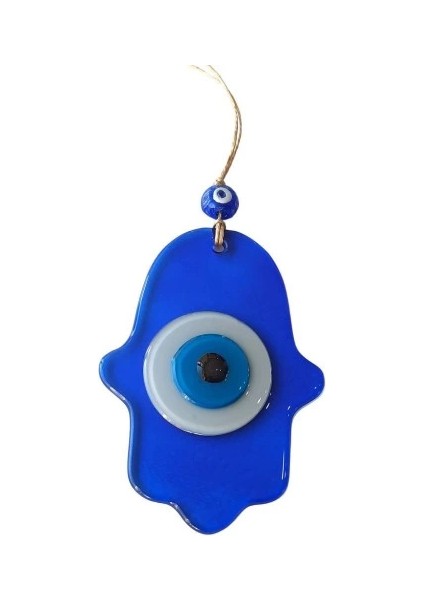 Nazar Boncuklu Şeffaf Mavi Fatma Ana Bereket Eli Cam Duvar Süsü