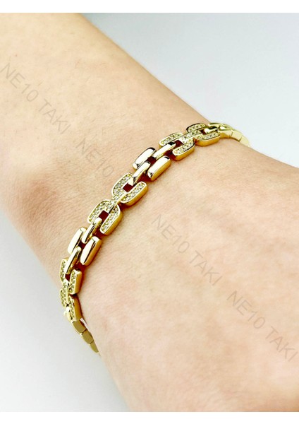 Zirkon Taşlı, Altın Kaplama, Çelik Bileklik 472, Altın Renk fiyatları