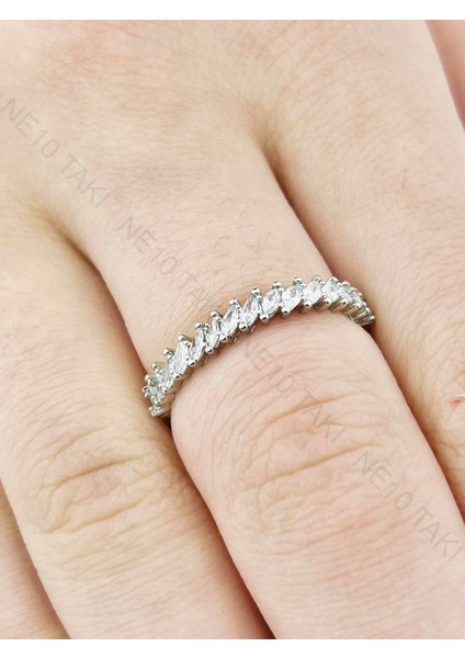 Zirkon Taş, Gümüş Kaplama Çelik Yüzük 172, Gümüş Renk, Ayarlanabilir modelleri