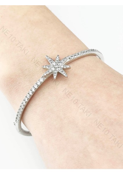 Zirkon Taşlı, Kutup Yıldızı, Platinyum Kap. Çelik Bileklik 176, Gümüş Renk fiyatları