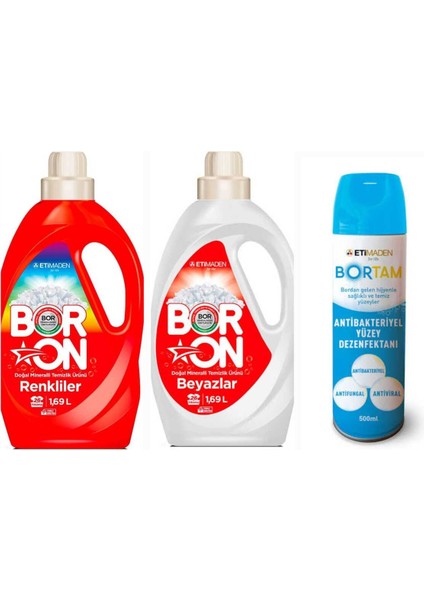 Doğal Sıvı Çamaşır Deterjanı Boron Renkliler ve Beyazlar Için 26*2 Yıkama+ Bortam Dezenfektan