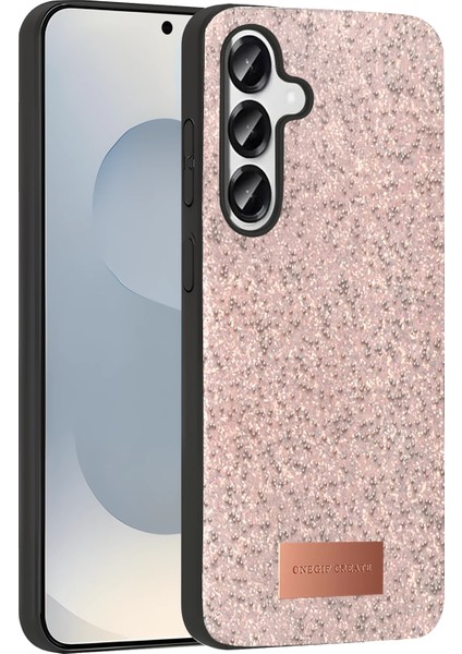 Samsung Galaxy A25 Uyumlu Kılıf Parlak Taş ve Sim Işlemeli Kamera Çıkıntılı Sert Silikon Kapak