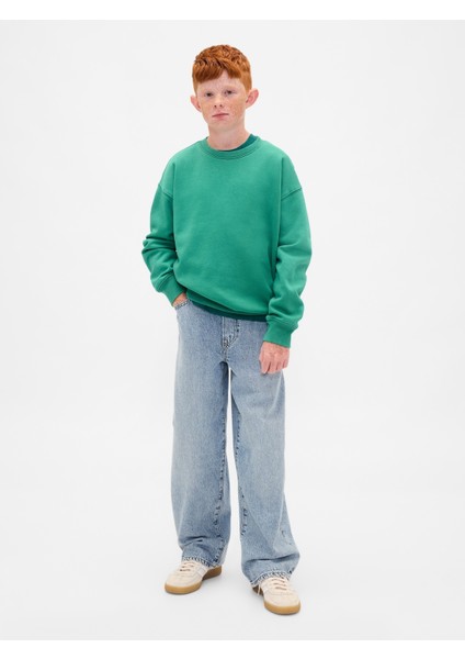 Erkek Çocuk Yeşil Vintagesoft Relaxed Bisiklet Yaka Sweatshirt fırsatları