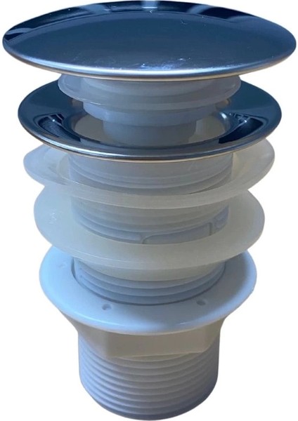 Pop Up Krom Kaplama Bas Aç Lavabo Sifonu Gideri Ekstra Contalı