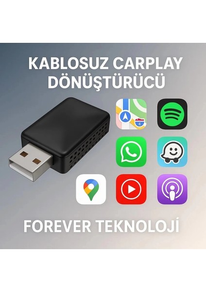 Kablosuz Carplay & Android Auto Adaptörü - Apple ve Android Cihazlar Için Evrensel Wireless Carplay Çevirici fırsatları