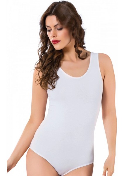 Bayan Kalın Askılı Body Beyaz