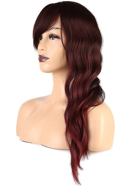Dalgalı Perçemli Fiber Sentetik Orta Boy Peruk / Kızıl Kahve fırsatları